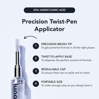 Lunavia Antifungal Pen – Cures Most Athlete’s Foot, Jock Itch, and Ringworm - 25% Undecylenic Acid with added Tea Tree, Jojoba, Clove Bud Oils & Aloe- 1-Pack Twist Pen(3ML Volume)